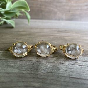 FIREWORK Clear Quartz Gold Tone Adjustable Rings